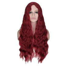 WHIMSICAL-Peluca de cabello sintético para mujer, cabellera artificial ondulado largo, color negro, rojo, parte media Natural, resistente al calor, transpirable 2024 - compra barato