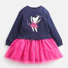 Little mret-vestido de algodão listrado com estampa animal, vestido de festa para crianças, meninas, bebês, outono 2019 2024 - compre barato