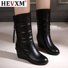 Winter Warm Fur  Boots Womens  Boots High Heels Side Zipper Female Shoes Black Woman Boots Shoes Wedge Boots Shose Women 2024 - buy cheap