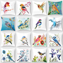 Pássaro flor animal almofadas decorativas fronha poliéster capa de almofada lance travesseiro 45*45 sofá decoração fronha 40881 2024 - compre barato