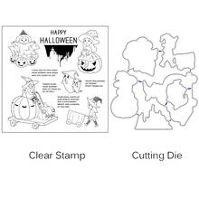 Cute Halloween Witch Metal Cutting Dies and Clear stamps for DIY Scrapbooking Photo Album Decoretive Embossing Stencial 2024 - buy cheap