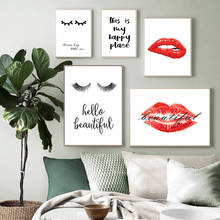 Black White Quote Wall Art Canvas Painting Home Decor Red Lip Nordic Posters And Prints Wall Pictures for Living Room Decoration 2024 - buy cheap