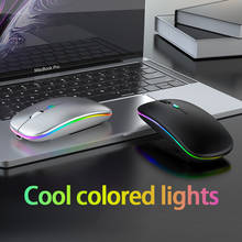 Ratón inalámbrico silencioso con retroiluminación LED, Mouse óptico ergonómico recargable con USB para juegos, escritorio, PC, portátil, 2021 2024 - compra barato