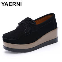 YAERNI Autumn Women Platform shoes leather suede plush slip on sneakers chaussure woman tassel fringe loafers women shoesE1293 2024 - buy cheap