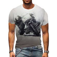 Camiseta con estampado de motociclista 3D para hombre, camiseta moderna con cuello redondo, ropa de calle de talla grande, XXS-6XL 2024 - compra barato