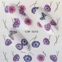 Декоративные наклейки для маникюрного лака, фиолетовые, наклейки для ногтей цветы 2022 - купить недорого