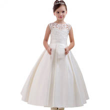 Sleeveless Satin Flower Girl Dresses For Weddings A-Line Lace Applique For Little Girls First Holy Communion Prom Dresses 2024 - buy cheap