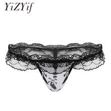 YiZYiF Sexy Gay Sissy Brief Strechy See Through Lace G-string Mens Lingerie Panties Open Butt Jockstrap Underwear Underpants 2024 - buy cheap