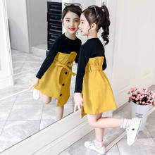 Afei Tony Kids Dresses For Girls Clothing Patchwork Long Sleeve Casual School Wear Girl Dress Vestido Infantil 5 6 8 12 14 Years 2024 - buy cheap