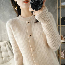 Ladies Cardigan Knitted Sweater Long Sleeve Knitted Female Button 100% Wool Sweater Ladies Cardigan Large Size Ladies Top 2024 - buy cheap