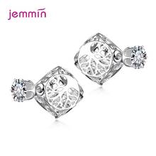 New Classical Square Stud Earrings For Women 925 Sterling Silver Jewelry Accessory Shiny Cubic Zirconia Earrings Wholesale 2024 - buy cheap