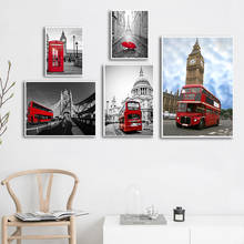 Красный Автобус Зонт телефонная будка Картина на холсте лондонские пары настенная живопись Печать на холсте плакаты Картины домашний декор 2024 - купить недорого