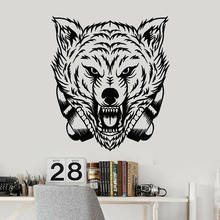 Animais decalque da parede do vinil decalque da parede do vinil animal zoo tribal lobo cabeça fone de ouvido adesivos mural decoração do quarto casa m242 2024 - compre barato