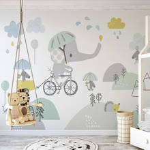 Milofi-papel tapiz 3D personalizado para niños, Mural de dibujos animados, elefante, ciclismo, hámster, nubes, Fondo de pared 2024 - compra barato