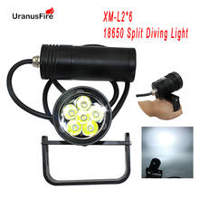 Uranusfire LED Diving Flashlight XM L2 6000lm Scuba Dive Torch 18650 200m Underwater Video 60w Canister Dive Lamp light 2024 - buy cheap