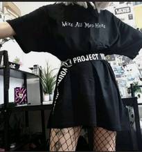 Aesthetic We're All Mad Here Harajuku Women Tee Streetwear Casual Cotton Fashion Egirl Oversized T Shirt Y2k Graphic Tops 2024 - buy cheap