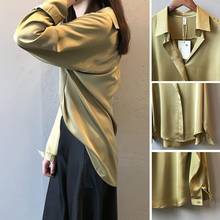 Blouse Women Shirt Women's Autumn V-neck Loose Mercerizing Satin Surface Top Long Sleeve Shirt Blusas Ropa De Mujer 2024 - buy cheap