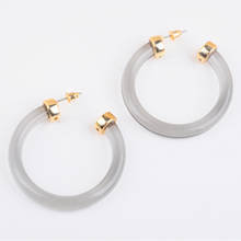 Женские круглые серьги-кольца ZA, винтажные прозрачные большие круглые серьги с геометрическим узором из смолы 2024 - купить недорого