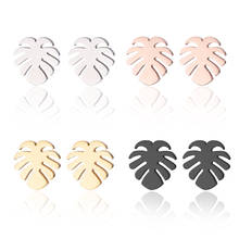 Hfarich Boho Fashion Palm Leaf Earrings Stainless Steel Leaf Tiny Studs Earings Aretes De Mujer Christmas Gifts for Women 2024 - buy cheap