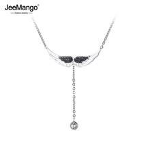 JeeMango Trendy Cubic Zirconia Anjo Asas Gargantilhas Colares de Aço Inoxidável Pingente de Strass Jóias Para As Mulheres Meninas JN19024 2024 - compre barato