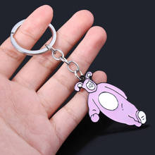 Брелок для ключей с кроликом, металлический брелок с кулоном в виде розового кролика для любителей ТВ-шоу, ювелирных изделий 2024 - купить недорого