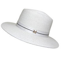 Bauhinia chapéu de topo plano moda elegante fita m chapéu de palha padrão verão viseira chapéus femininos sol praia 2024 - compre barato