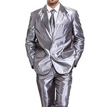 Silver Two Buttons Groom Tuxedos костюм Wear Peaky Blinders Suit Smoking Jacket Peak Lapel Men Suit costume homme(Jacket+Pants) 2024 - buy cheap