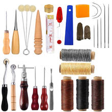 KAOBUY 34Pcs Leather Working Tools And Supplies With Leather Thread, Leather Sewing Needles, Groover, Thimble, Awl, Instructions 2024 - buy cheap