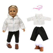 43 cm roupas de boneca do bebê calças jaqueta conjunto 18 Polegada menina boneca casaco bonecas roupas nossa geração, presente de brinquedo da menina de aniversário 2024 - compre barato