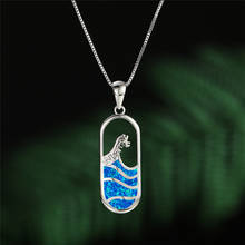 Azul fogo opala oceano onda pingente colares para mulheres casamento moda jóias feminino luxo noivado colar presentes de natal 2024 - compre barato