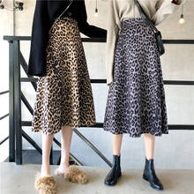 Bella Philosophy 2020 Spring Women A-line Leopard Korean Skirts Autumn Lady High Waist Long Skirt Female Fashion Maxi Skirts 2024 - buy cheap