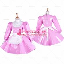 Fondcosplay adulto sexy cruz vestir sissy maid rosa pesado pvc lockable vestido vinil uniforme avental branco sob medida [g1545] 2024 - compre barato