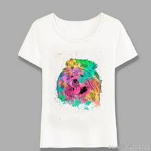 Colorful Chow Dog In Art Print T-Shirt Summer Women t-shirt Dog Lovers Hip Hop Tops Hipster Cool Cartoon Casual Tee Harajuku 2024 - buy cheap