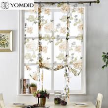 1pcs Luxury Ribbon Pastoral Roman Short Curtain Burnout Floral Window Curtains Sheer Ribbon Tulle Voile for Living Room Kitchen 2024 - buy cheap