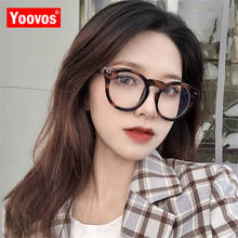 Yoovos-óculos femininos transparentes, armação 2021, luz azul, óculos para computador, armação redonda 2024 - compre barato
