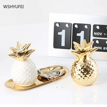 Nordic golden ceramic pineapple piggy bank glossy pineapple shape decoration home electroplating decoration photo props 2024 - buy cheap