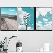 Cuadro sobre lienzo para pared de montaña, póster nórdico e impresiones de paisaje, imágenes para decoración de sala de estar, cielo azul, nubes blancas 2024 - compra barato