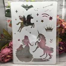 A4 29cm Princess Unicorn Horse DIY Layering Stencils Wall Painting Scrapbook Coloring Embossing Album Decorative Template 2024 - buy cheap