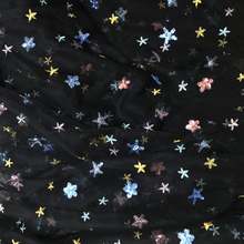 Tecido colorido com estrelas de lantejoulas-preto/rosa/branco/damasco tecido de tule rendado-macio-51 "de largura pelo pátio 2024 - compre barato