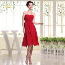 Red Chiffon Bridesmaid Dresses A Line Knee Length Simple Maid of Honor Dresses Vestido Coctel Vestidos De Fiesta De Noche Corto 2024 - buy cheap