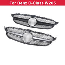 Car styling Middle grille for Mercedes-Benz C-Class W205 ABS plastic front grille AMG style C180 C200 C300 2024 - buy cheap