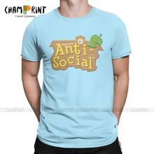 Animal Crossing Anti-Social T Shirts Men Pure Cotton Awesome T-Shirt Crew Neck Tees Short Sleeve Clothing Printing 2024 - buy cheap