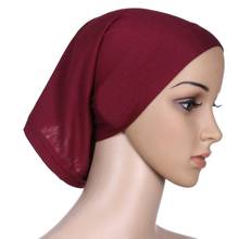1 Pc Elastic Cotton Turban Hat Solid Color Women Warm Winter Headscarf Bonnet Inner Hijabs Cap Muslim Hijab Femme Wrap Head 2024 - buy cheap