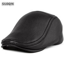 SILOQIN  Quality Genuine Leather Hat Snapback Man Autumn Winter Sheepskin Warm Berets Adjustable Size Fashion Casual Tongue Caps 2024 - buy cheap