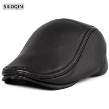 Siloqin qualidade couro genuíno chapéu snapback homem outono inverno pele de carneiro quente boinas tamanho ajustável moda casual tampas de língua 2024 - compre barato