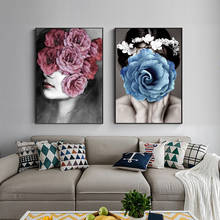 Nordic Wall Art Canvas Painting Fashion Women Flowers Beauty Posters and Prints Girls Picture for Living Room Home Decor 2024 - buy cheap