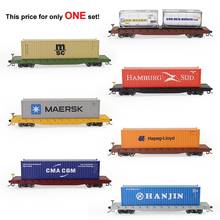 One Lot HO Scale 52ft Flat Car with 40ft Shipping Container Carriage Flatbed 1:87 Freight Car 2024 - buy cheap