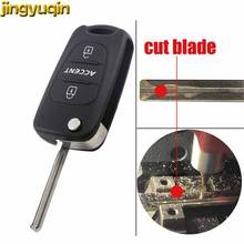 Jingyuqin estojo para chave remota de carro, sem corte/lâmina dobrável, 3 botões, substituição para hyundai accent 2024 - compre barato