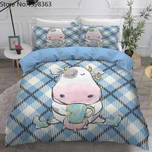 Children Bedding Set 2/3 Piece Quilt Cover Sets Cartoon Cow Duvet Cover Sets Single Double Queen King Size Animals Bedding Sets 2024 - buy cheap