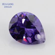 Single Hole AAAAA Pear Shape Brilliant Purple Cubic Zirconia Stone For Jewelry Making 4x6~15x20mm High Quality CZ Beads 2024 - buy cheap
